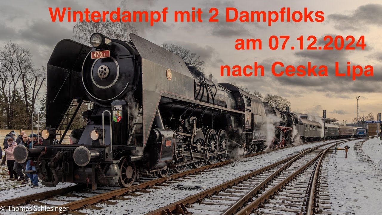 Winterdampf mit 23 1097 und 475.111 nach Ceska Lipa am 7.12.2024