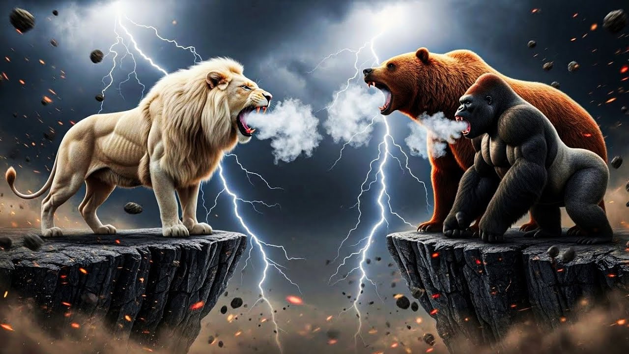🔥 White Lion 🦁 vs Brown Bear 🐻 – Epic Wild Animal Battle You Can’t Miss! 😱