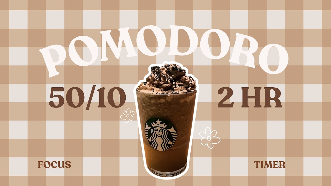 2-Hour 50/10 Pomodoro Timer 🍫 Java Chip Frappuccino | Warm Lofi | Strong Focus | Classroom Music