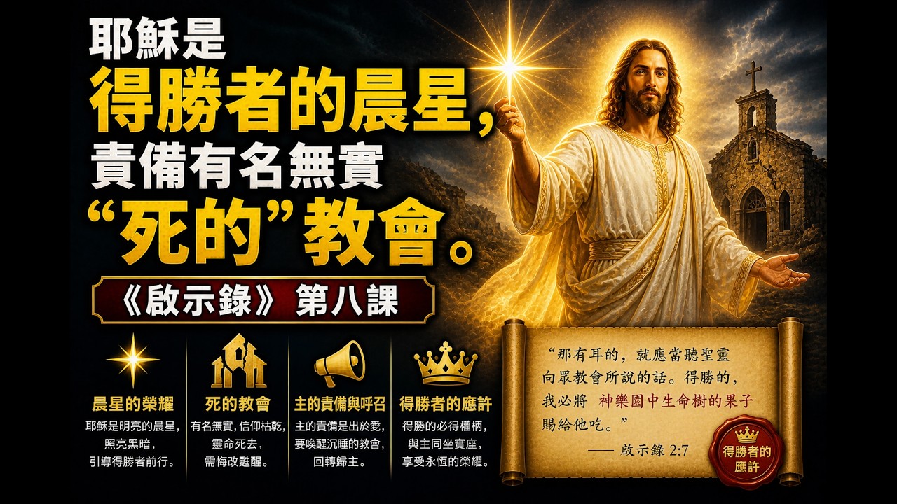 耶穌是得勝者的晨星，責備有名無實“死的”教會。《啟示錄》第八課｜美東時間 2026-02-12 晚上8:00pm｜孫東升牧師