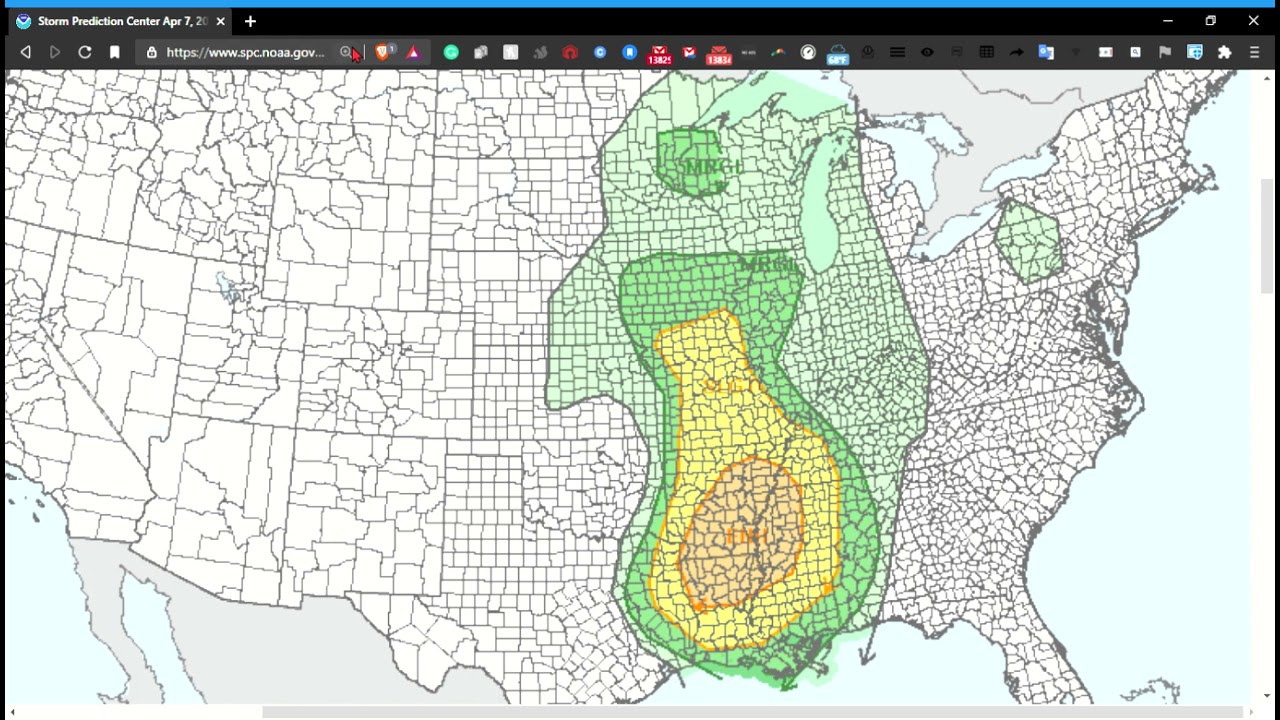 The SPC has issued an enhanced risk of severe thunderstorms today.