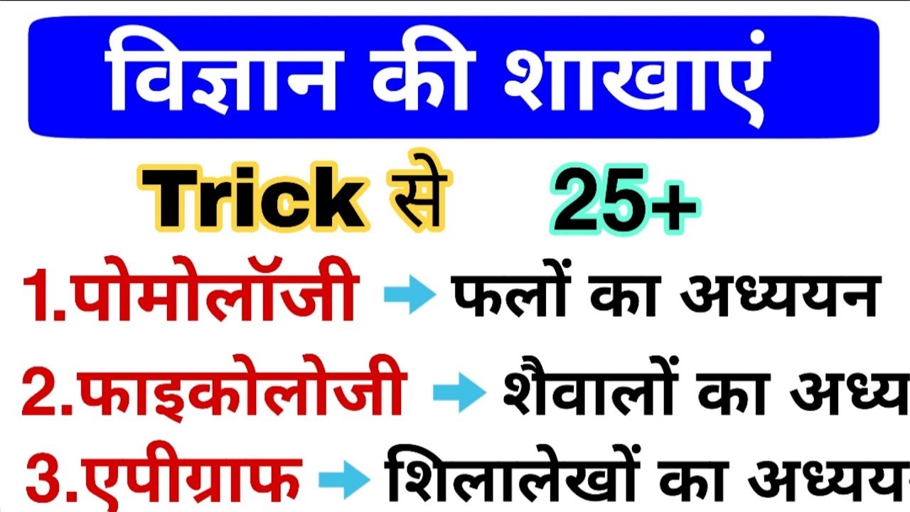विज्ञान की प्रमुख शाखाएं | Biology gk | Branches of Biology | Science gk trick
