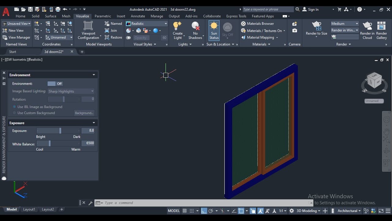AUTOCAD 3D TUTORIAL FOR BEGINNERS l SLIDING WINDOW l AUTOCAD AND INTERIOR