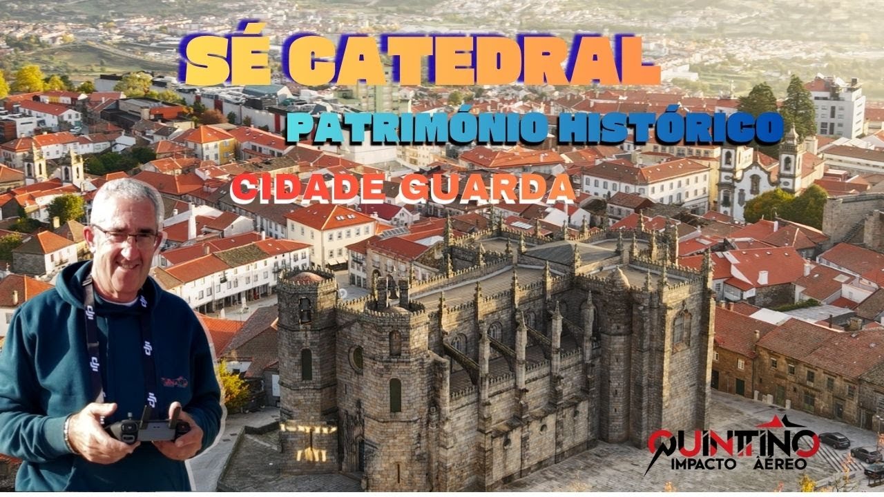 DJI Air 3S Em Voo Aleatório pela cidade da GUARDA com Monumento Histórico