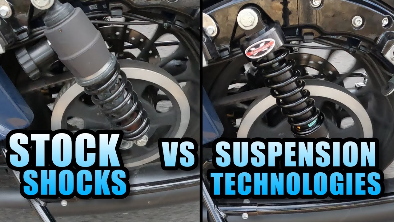VIDEO COMPARISON of Suspension Technologies versus stock shocks on my Harley Davidson Street glide