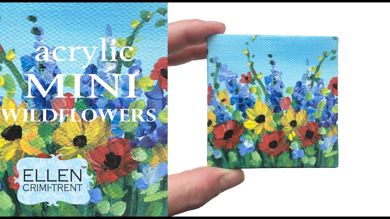 Mini Acrylic Wildflower Painting for Beginners/ Mini Monday Madness/ Step by Step
