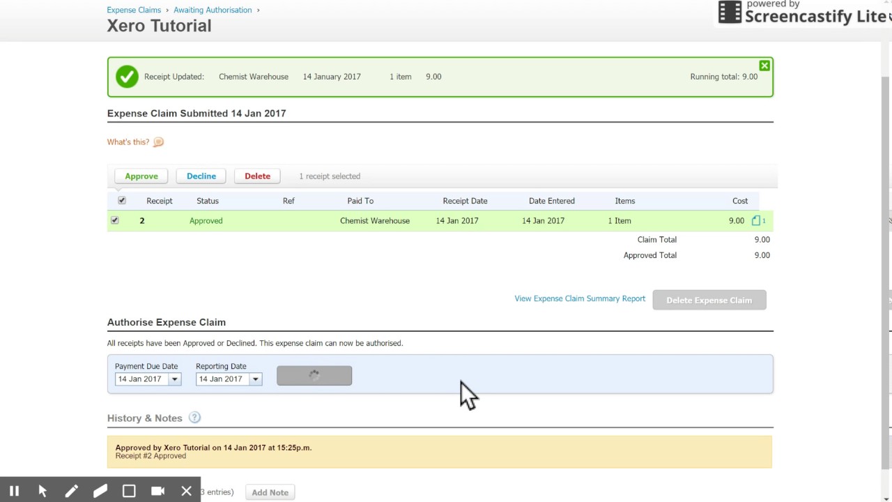 Processing Expense Claims - Xero