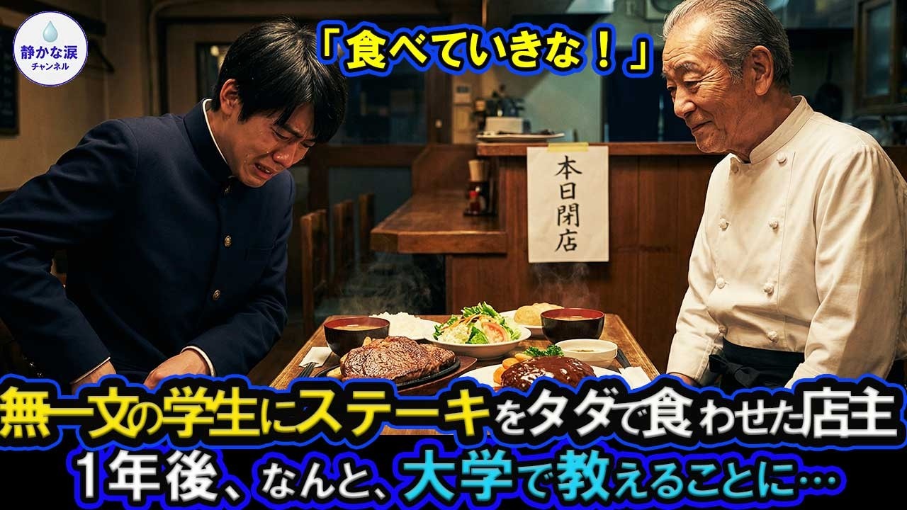 「食べていきな」閉店最後の夜、財布を落とした学生に5500円分の料理を無料で振る舞った洋食屋店主 → 1年後、奇跡が起きた【感動する話】