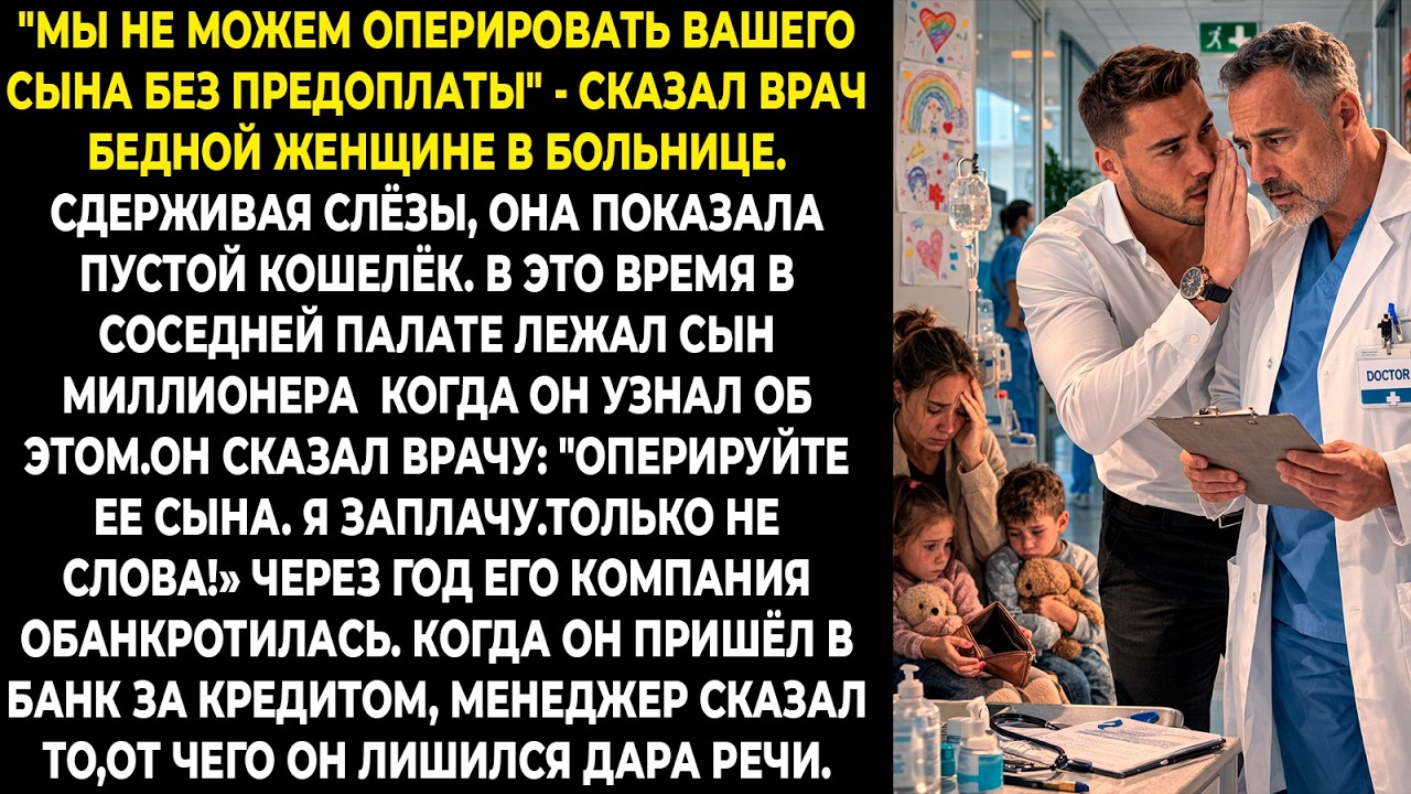«Мы не можем оперировать вашего сына без предоплаты», — сказал врач бедной женщине в больнице...