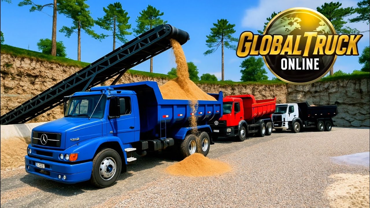 GLOBAL TRUCK ONLINE - COMBOIO COM OS CAÇAMBA SAINDO DA PEDREIRA