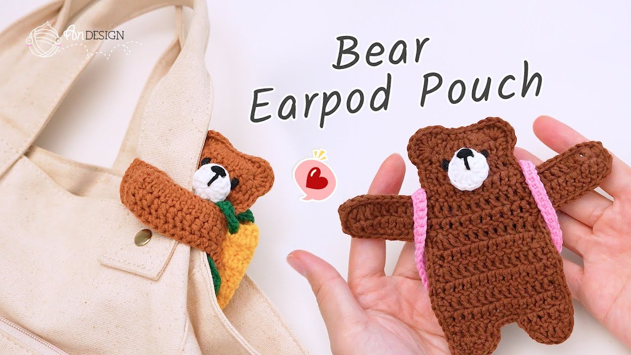 Вязаный чехол для наушников Travel Hug Bear | Дорожный чехол для наушников в виде медведя-рюкзака