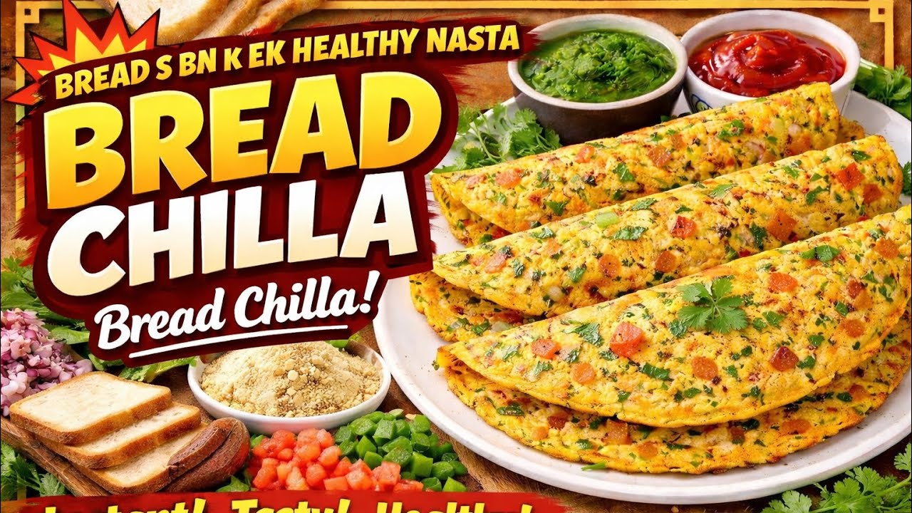 Ek healthy breakfast || bread chilla || ek baar baniye to sahi ungliya chaat te rhe jaaoge 😍