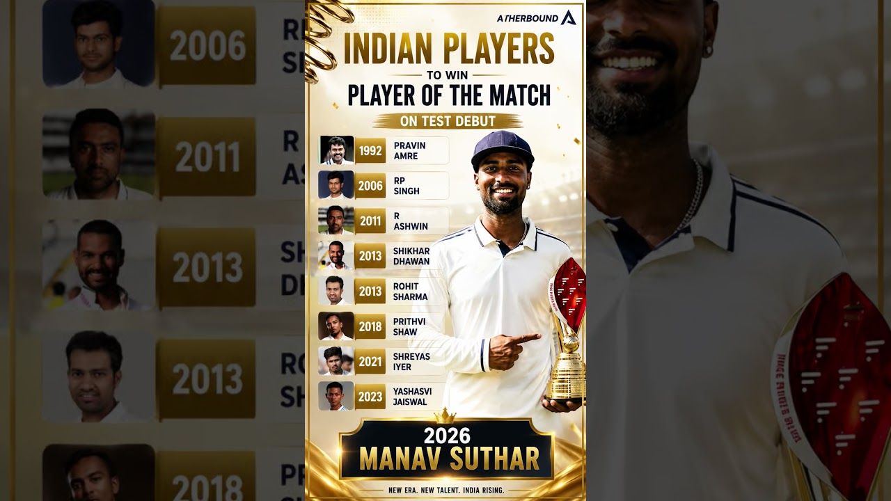 🌟 History Beckons! Manav Suthar Etches His Name Among India's Elite Debut Heroes. 🏏🇮🇳✨#teamindia