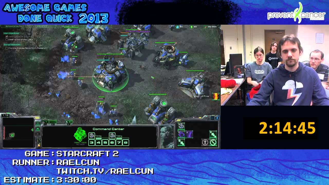 Starcraft 2 played live (Brutal Difficulty) at Awesome Games Done Quick 2013 (3:25:54) [PC]