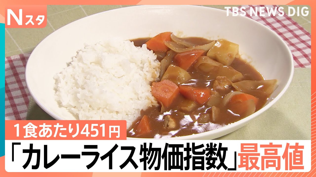 【「カレーライス物価指数」過去最高値更新】カレーライス1食あたり451円　コメも肉も根菜も高い&hellip;　お得な野菜は？｜TBS&nbsp;NEWS&nbsp;DIG