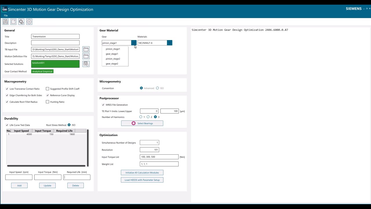 Simcenter 3D Motion Gear Design Optimization