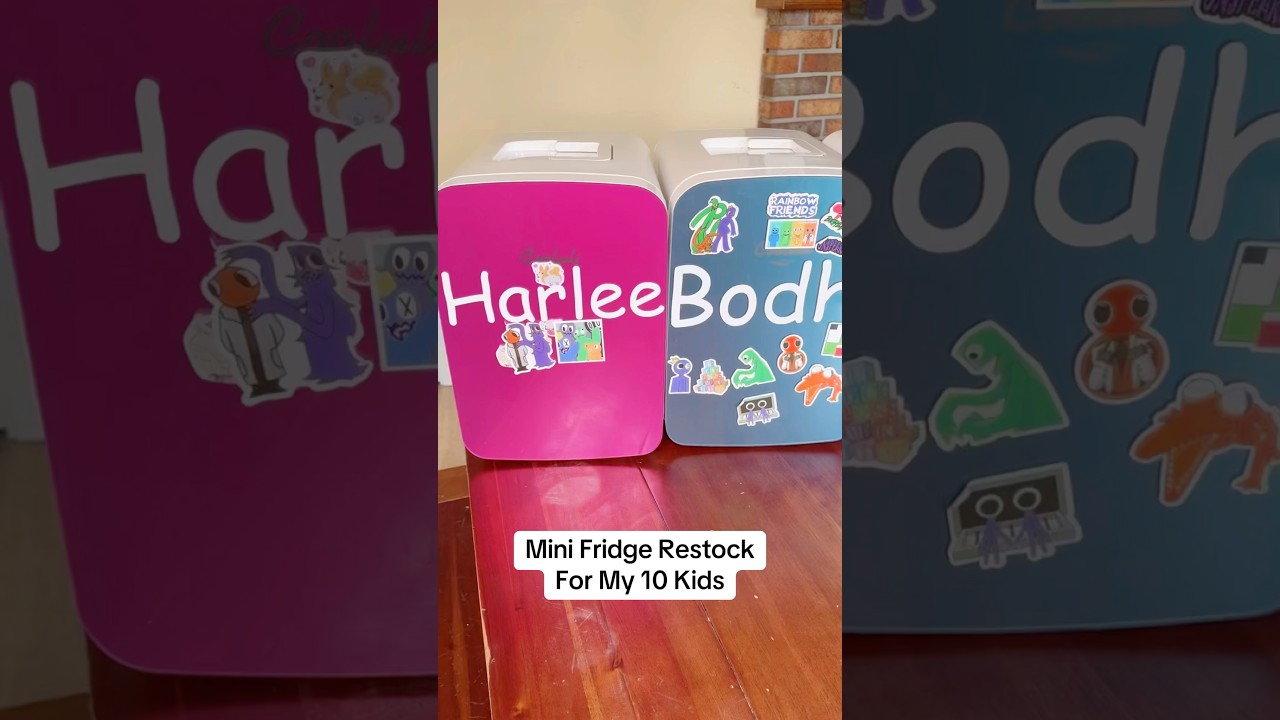Mini Fridge Restock For My 10 Kids 🥳🥰😁 #shorts