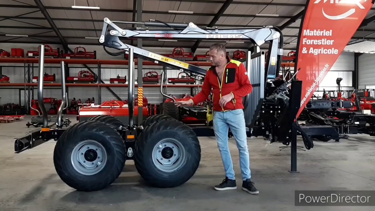 Pr&eacute;sentation remorque 8T avec grue 2.42 PALMS