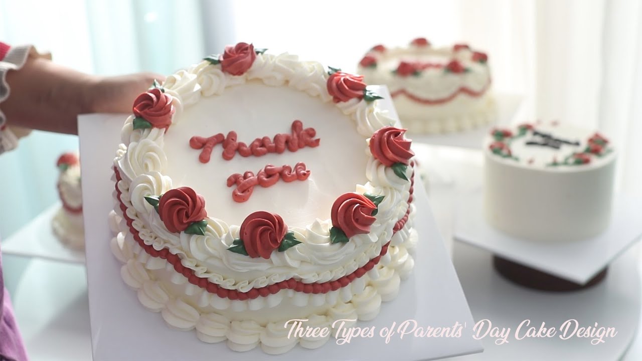 [EP 127. 어버이날 케이크 만들기] 레터링케이크만들기 / 빈티지케이크 / 카네이션케이크/ Making a cake for Parents' Day /루니제과  luni