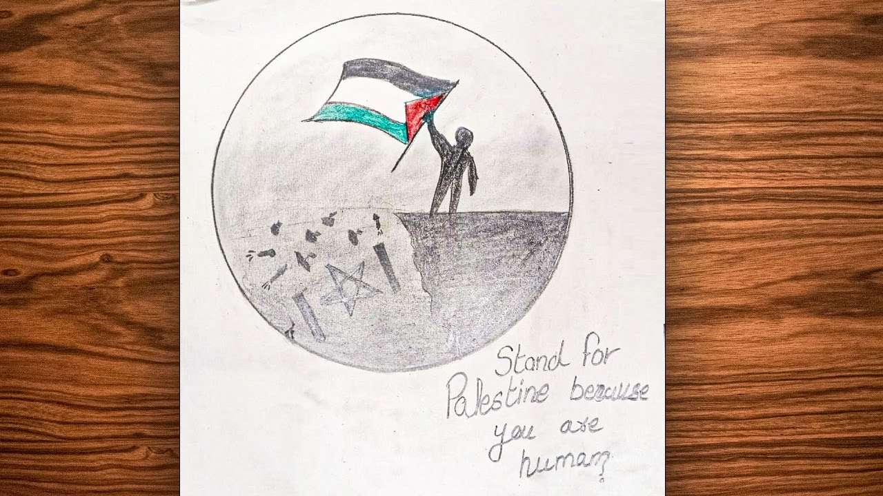 Easy Circle Drawing | Stand for Palestine Art | Pencil Sketch for Beginners