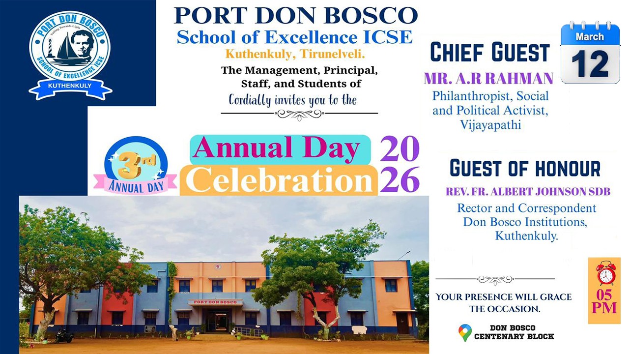 🔴LIVE: 3rd ANNUAL DAY | PORT DON BOSCO | School of Excellence ICSE | Kuthenkuly | Tirunelveli