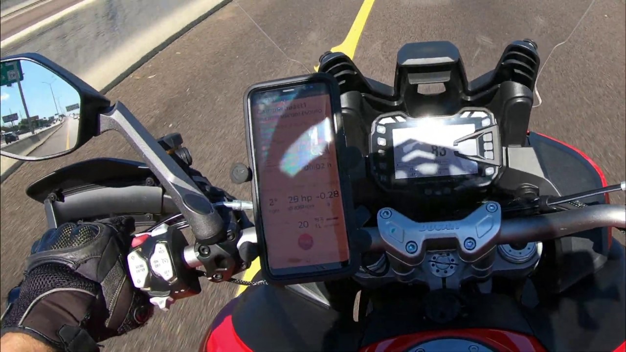 Ducati Multistrada Enduro 1200 on-board dyno in media system - Top Speed Pulls, Camperbeast1