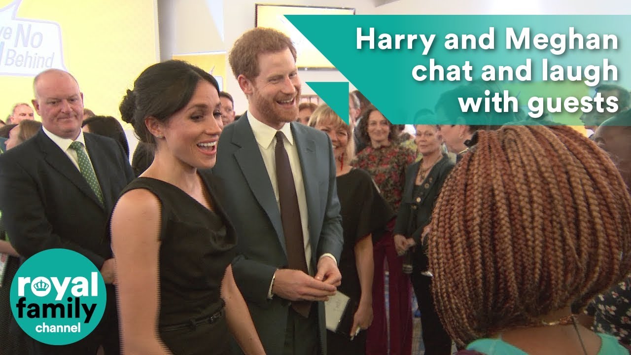 Prince Harry and Meghan Markle chat and laugh with guests at women’s empowerment event