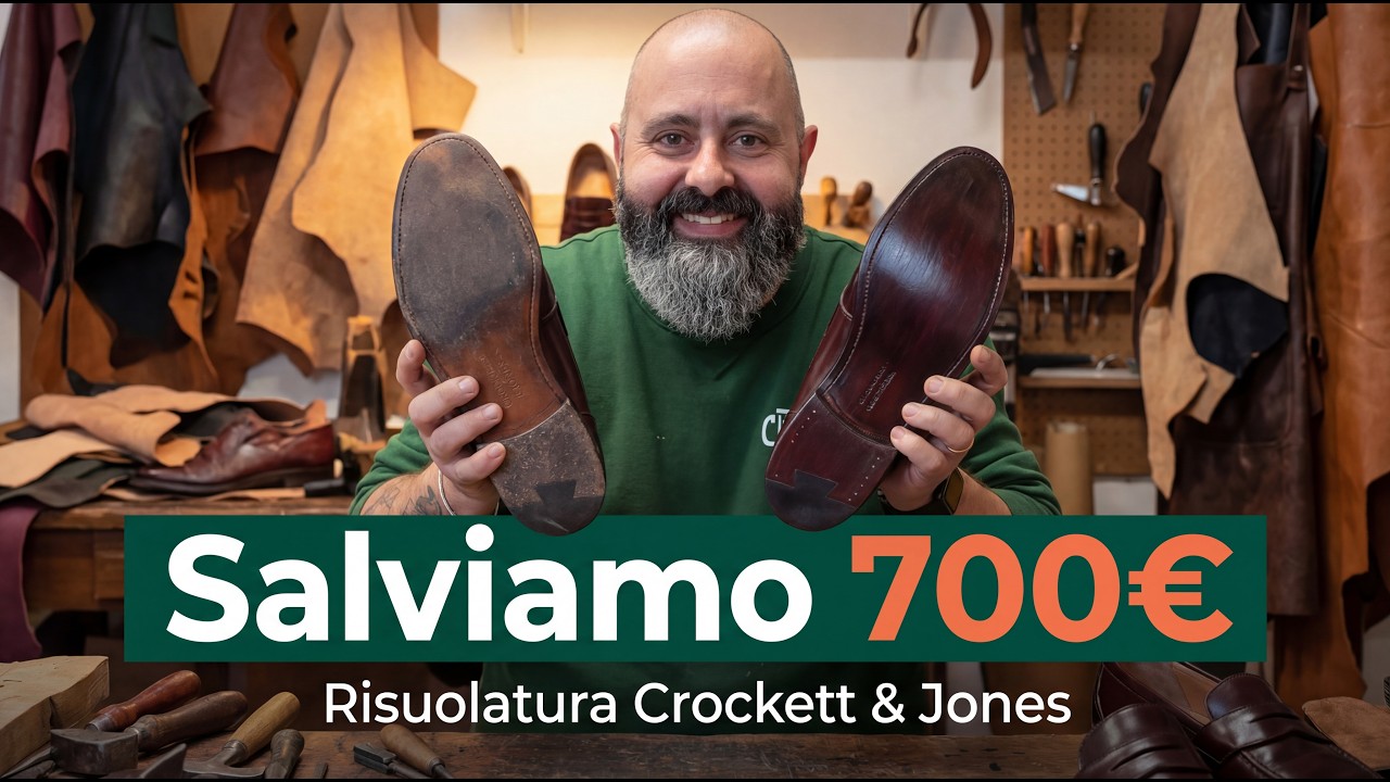 Risuolatura Crockett & Jones da 700&euro;: Il restauro a Milano (ASMR)