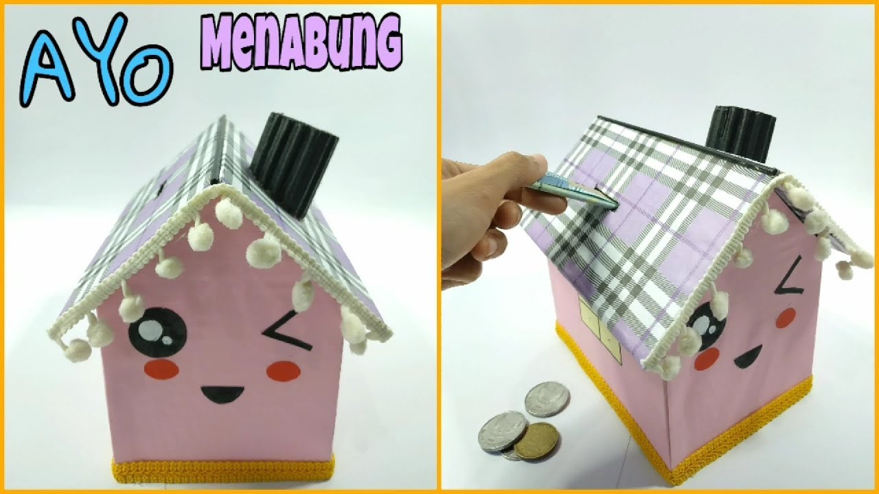 Cara Membuat Celengan Bentuk Rumah Dari Kardus Bekas || Ide Kreatif dari Kardus Bekas