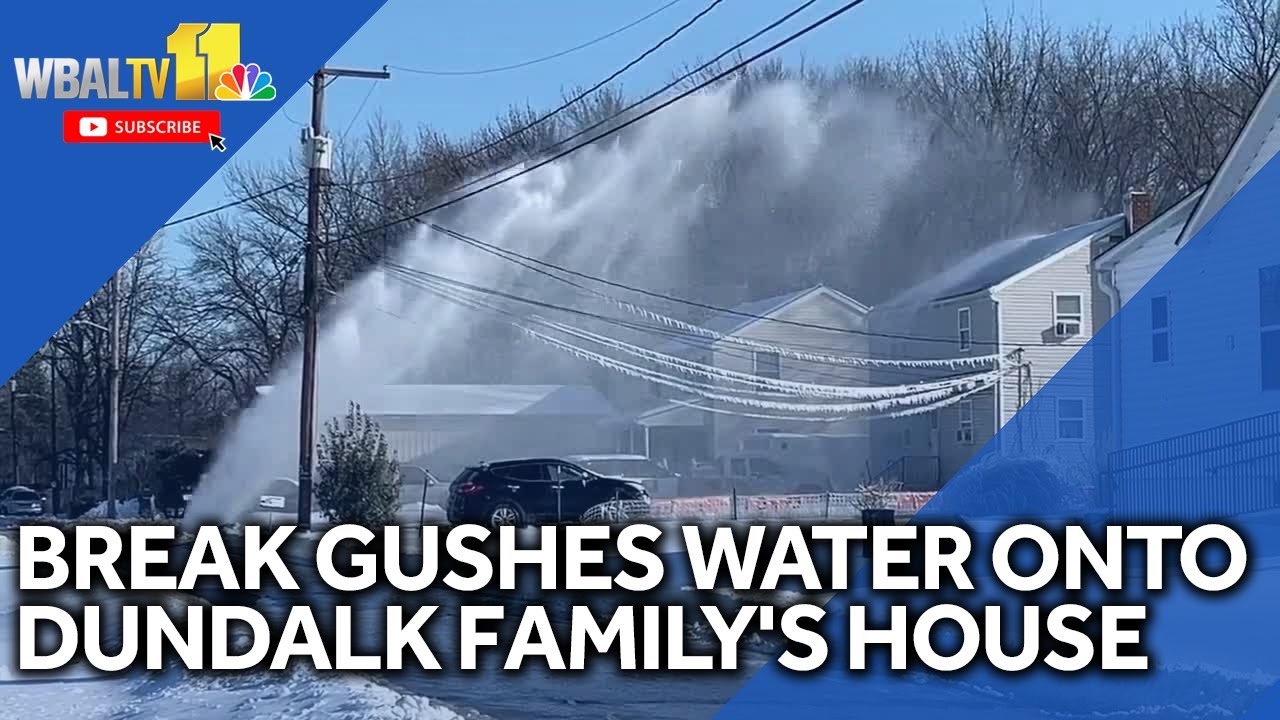 Water main break leaves sheet of ice in Dundalk