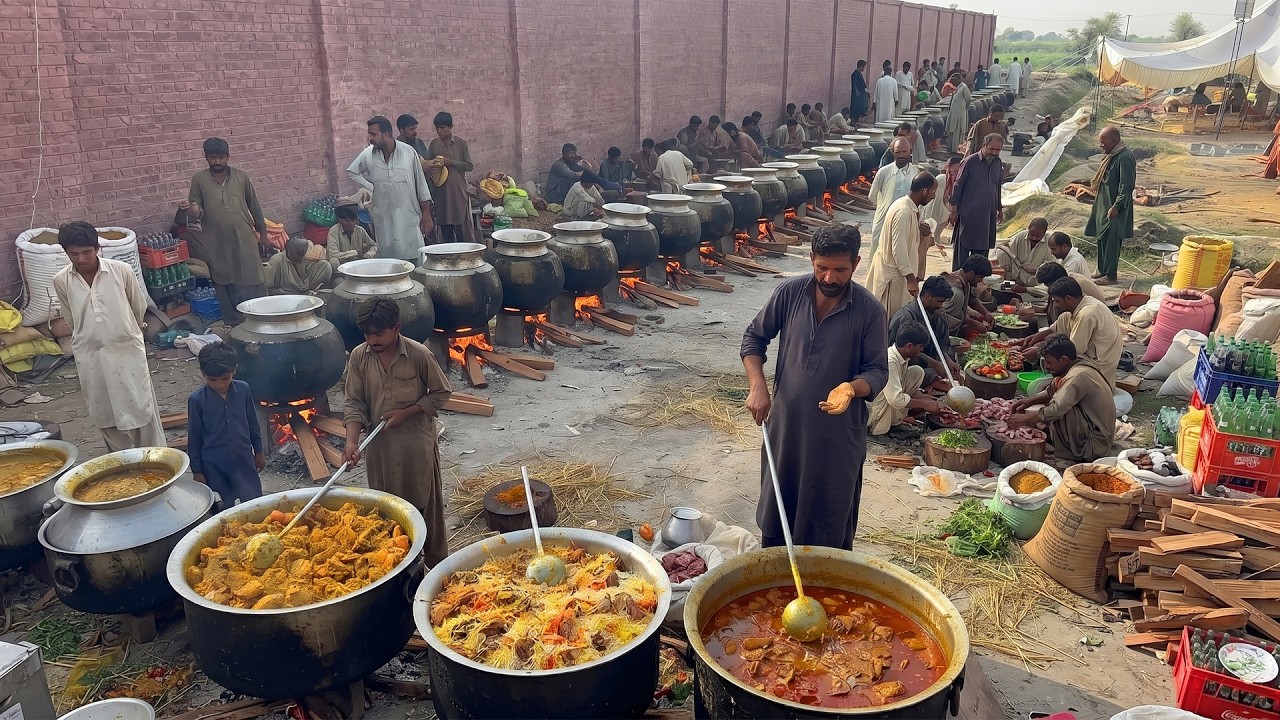 Massive Cooking for a Wedding | Beef Qorma, Chicken Steam & Layered Biryani | Fruit Custard
