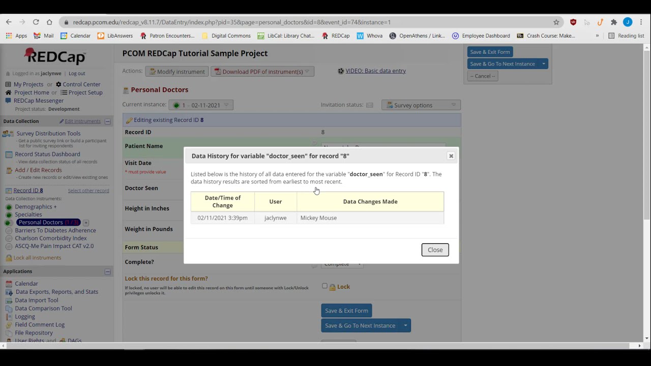 REDCap Tutorial Video 4: Data Entry