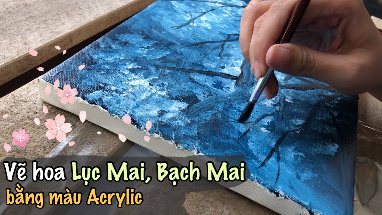 Vẽ hoa bạch mai Như Ý Truyện từ 3 màu Trắng, Đen, Xanh | Hướng dẫn vẽ cơ bản