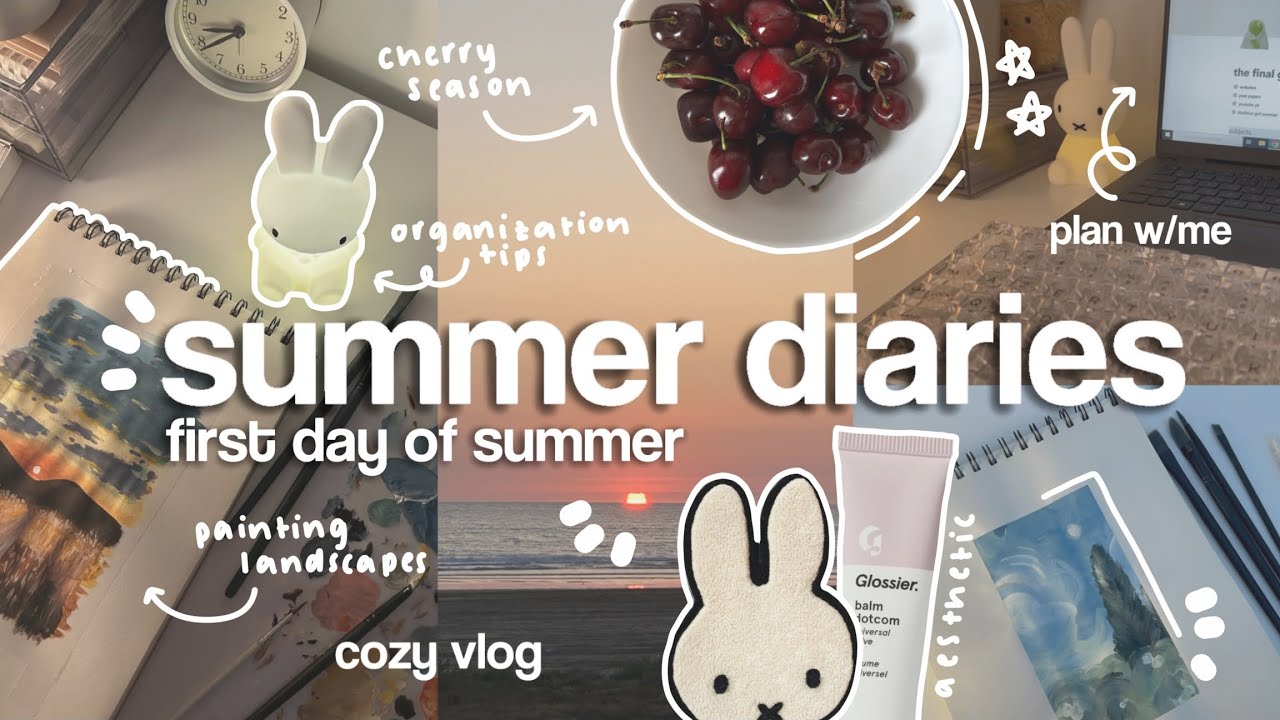🍒⭐️ first day of SUMMER diaries | aesthetic, painting, organization tips, cherries