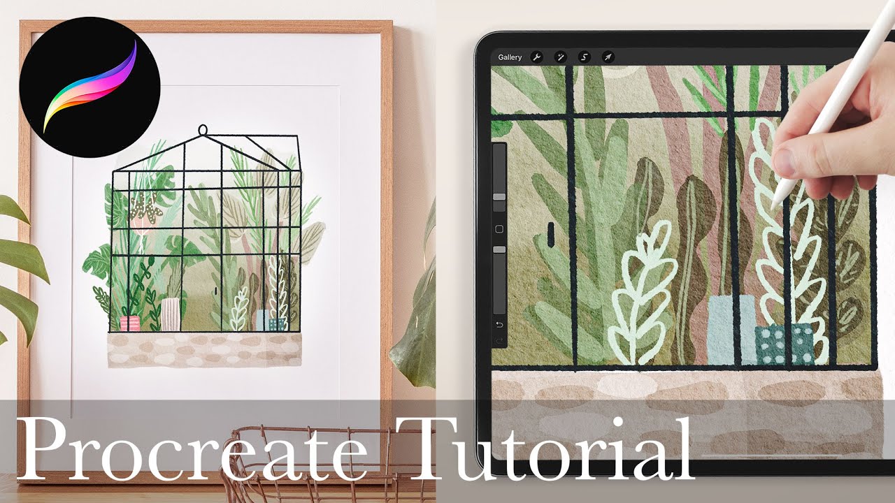 a little jungle conservatory painting // Procreate jungle Watercolor tutorial