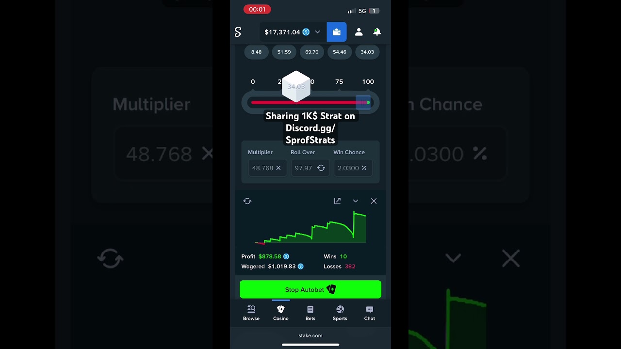 1,000$ Dice Strat for FREE ! 🔥#dice #strategy #stake