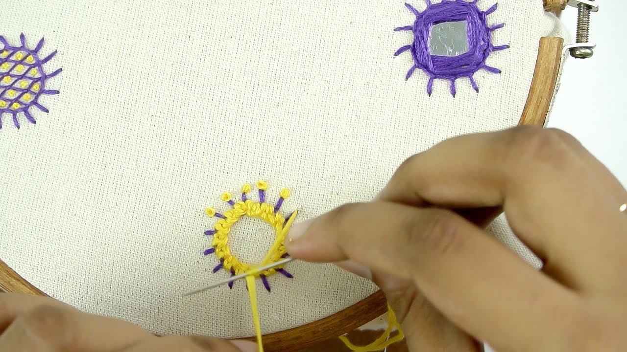 Hand Embroidery Tutorial: Inside Out Buttonhole Wheel Flowers by DIY Stitching