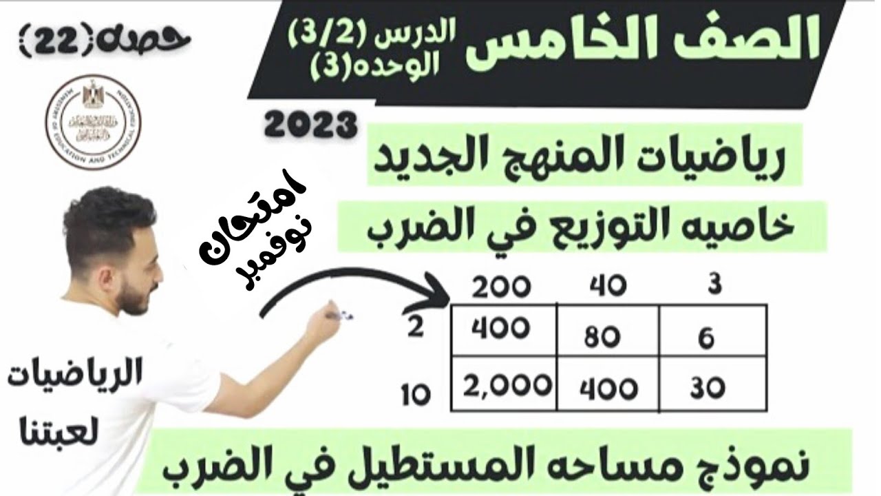 عاجل| خاصيه التوزيع في الضرب و استخدام نموذج مساحه المستطيل في الضرب رياضيات الصف الخامس ترم أول2023