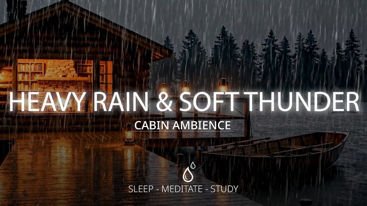 Sleep Instantly to a Lake Storm of Heavy Rain & Soft Thunder (No Music)