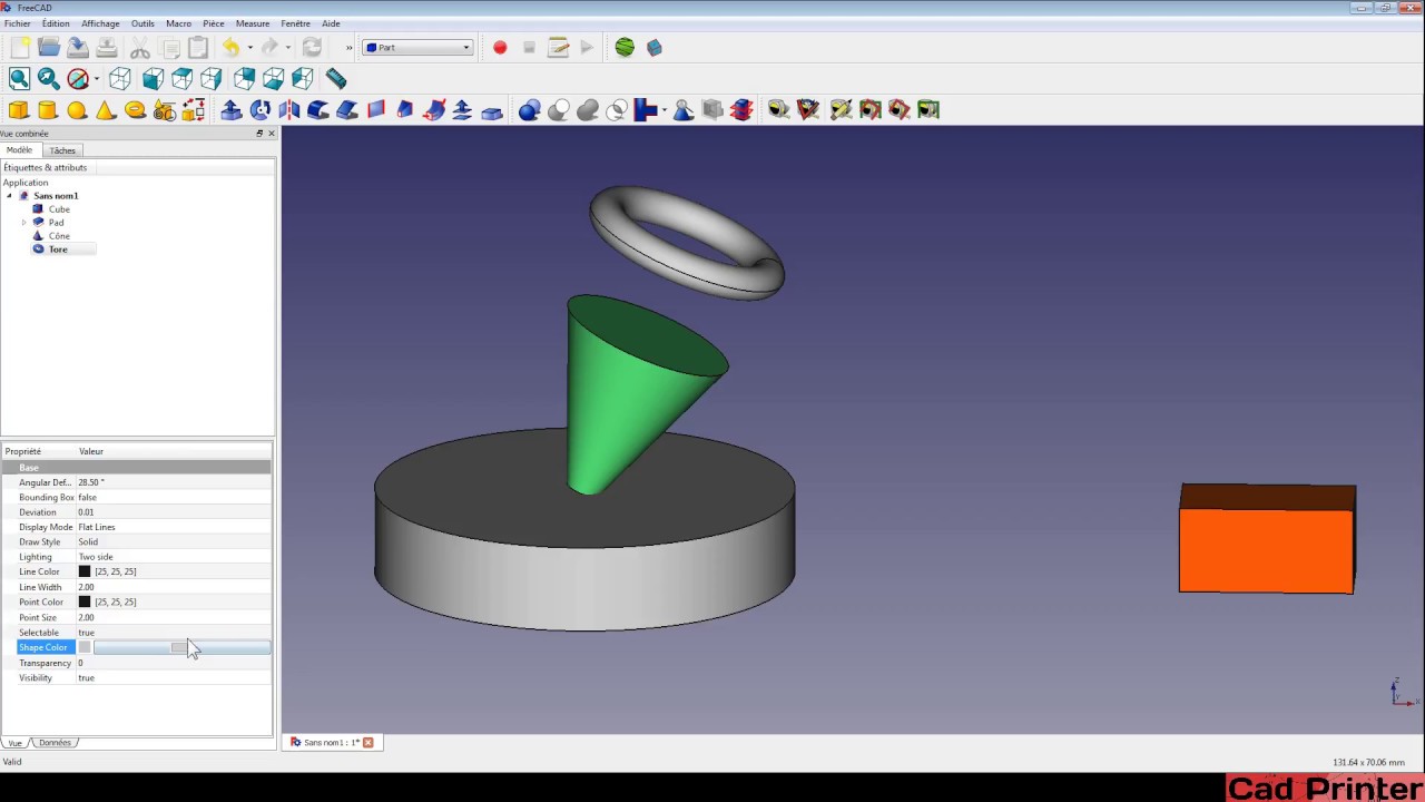 Freecad Tutoriel 09-Bien débuter:  Atelier Part et éditeur de propriétés