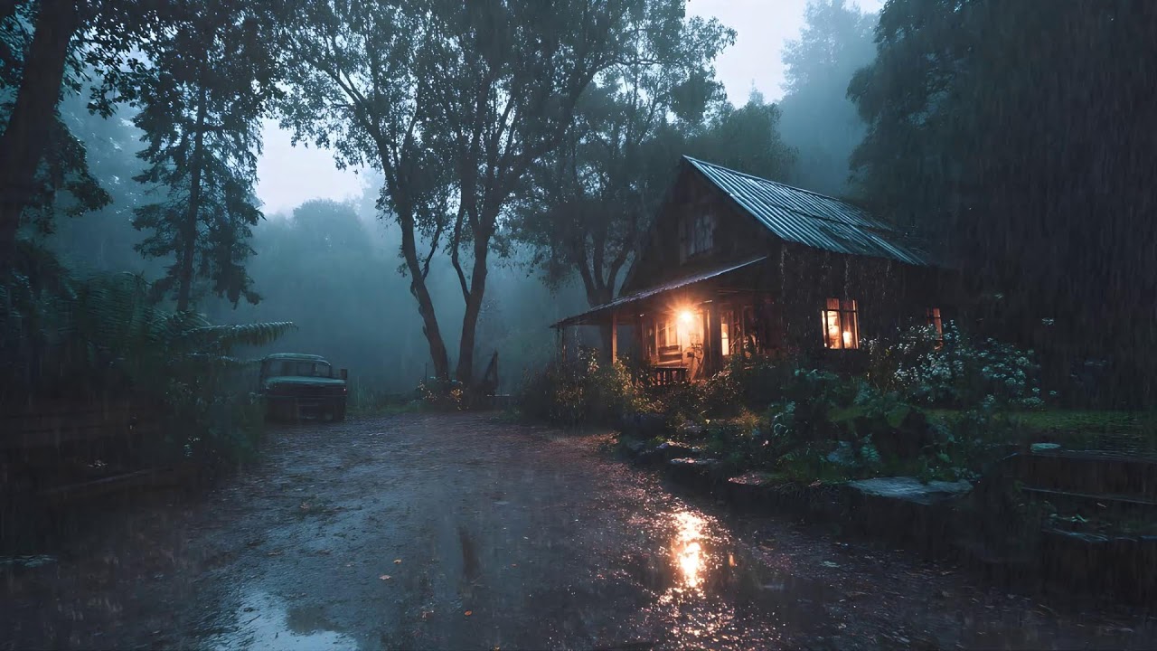 Night Rain Sounds in a Traditional House in the Forest 🌧️ Calm Sleep Ambience for Insomnia Relief