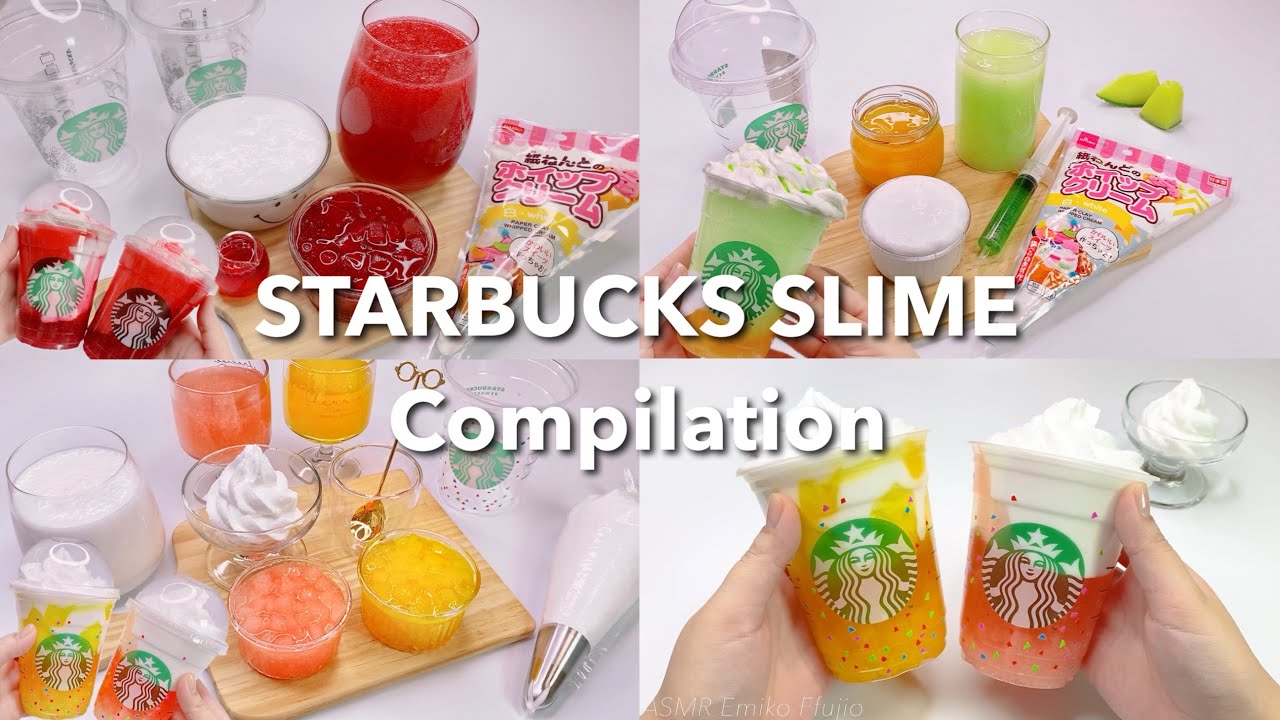 【ASMR】🧋スタバスライムまとめ🧋【音フェチ】STARBUCKS SLIME Compilation