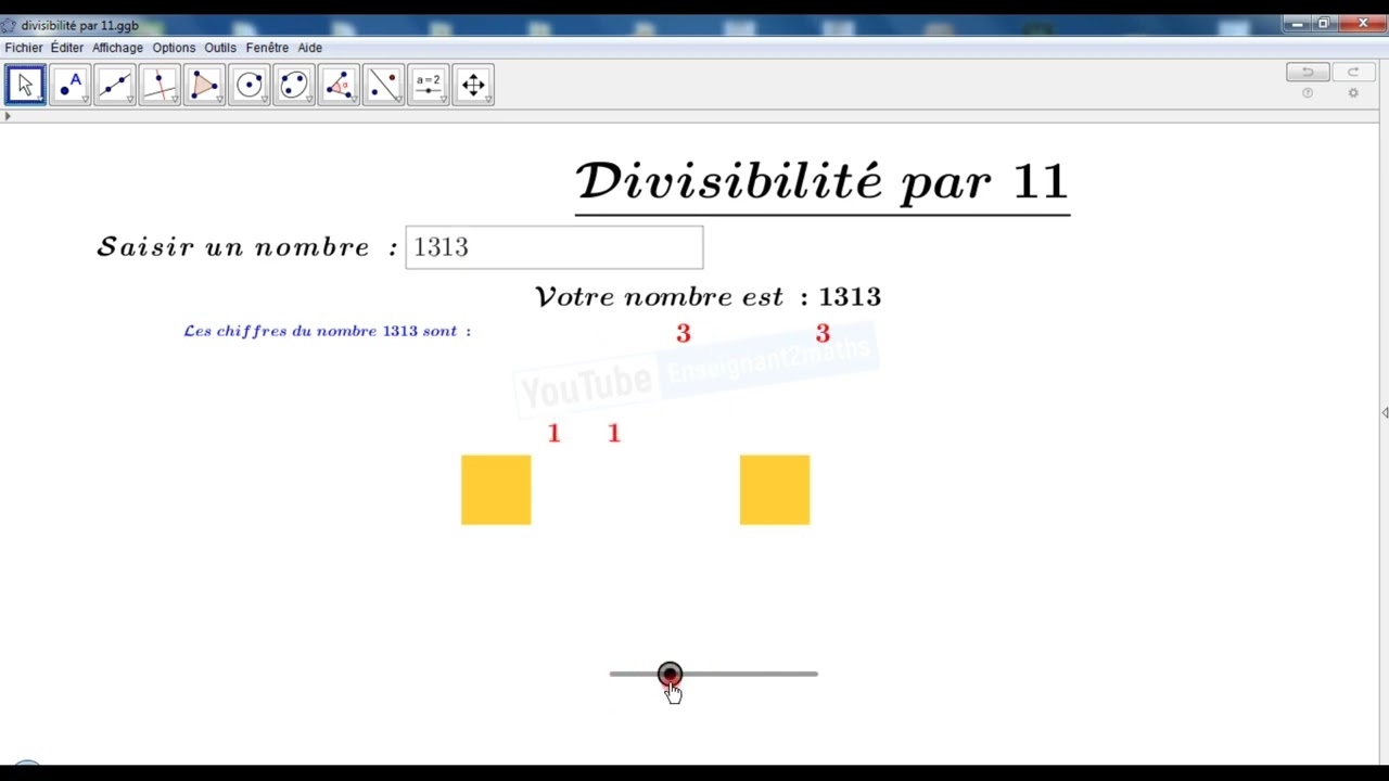 Divisibilité par 11 :  Applet GeoGebra