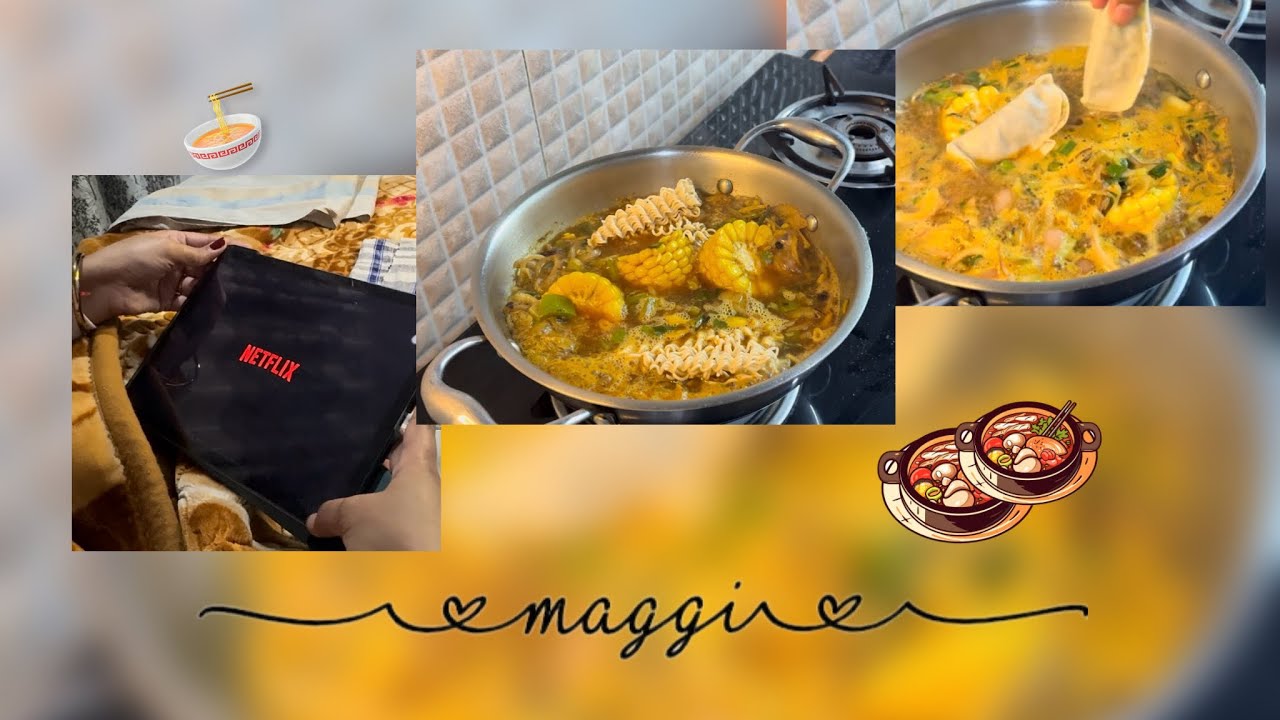 Making Maggie hotpot/Netflix night with husband / Maggie hotpot recipe 🍜✨
