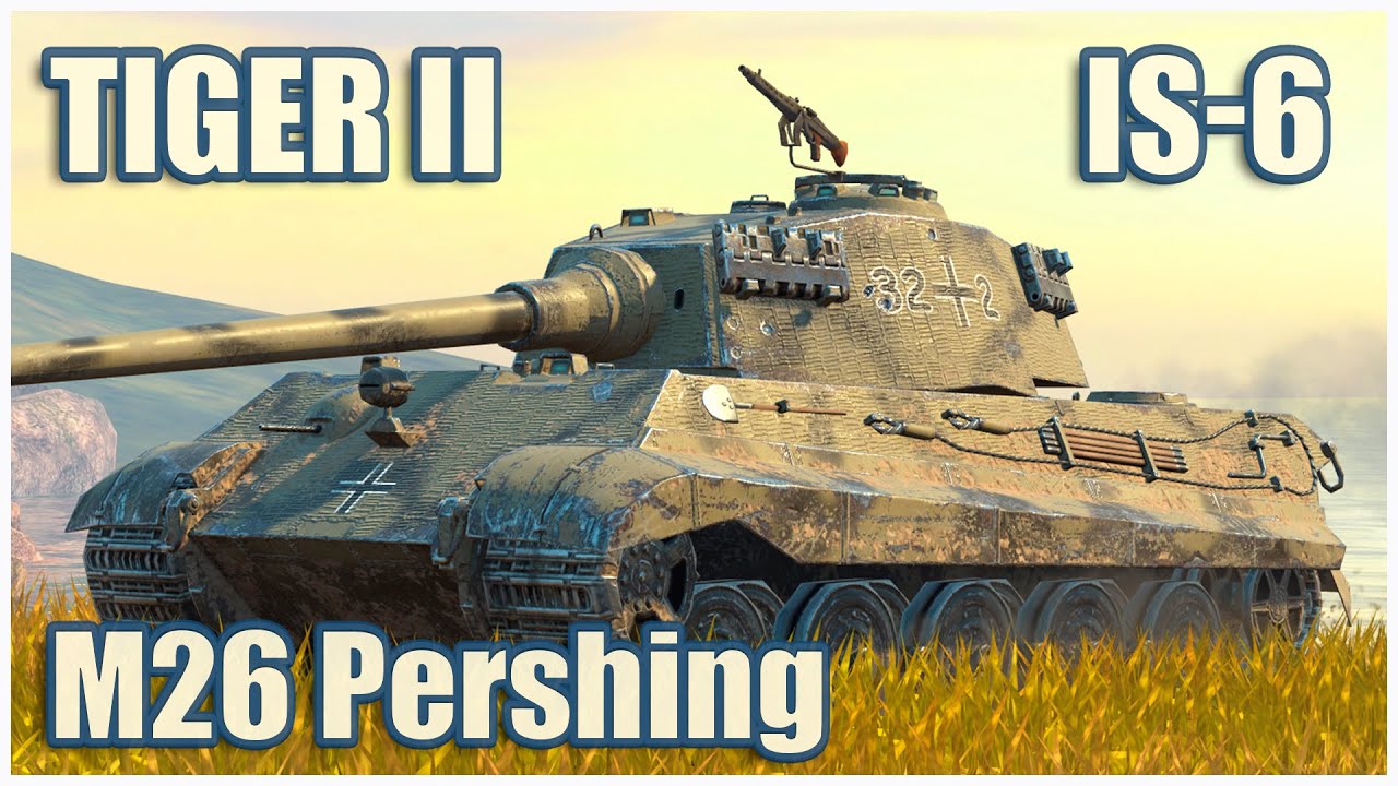 Tiger II, ИС-6 & M26 Pershing • WoT Blitz Gameplay