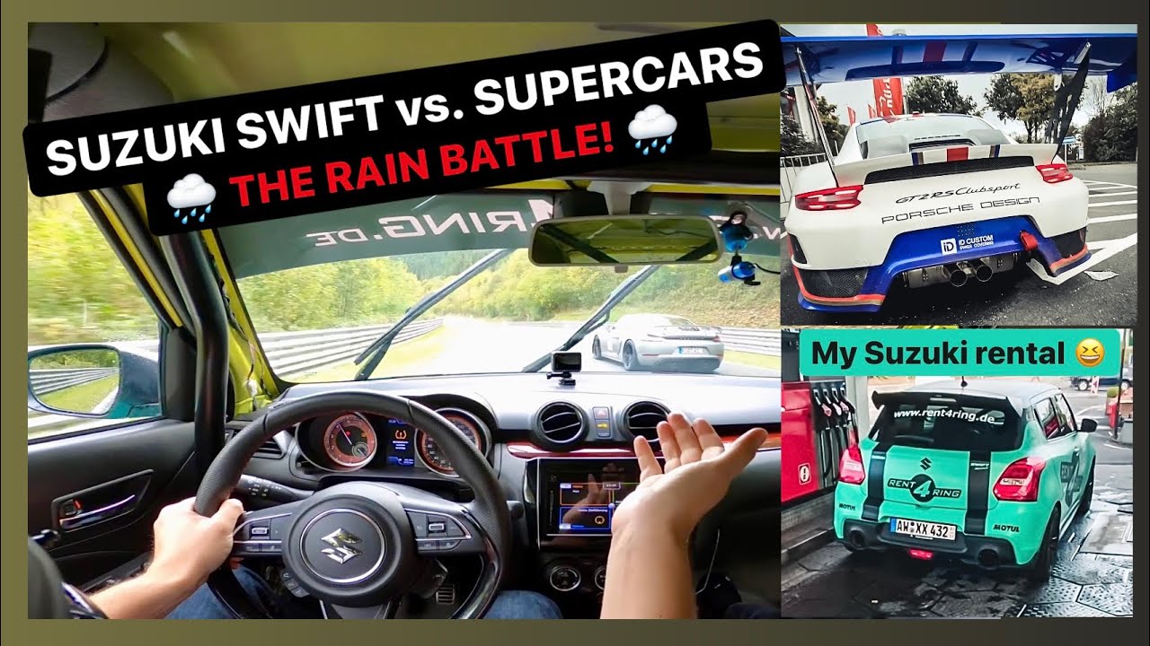 Suzuki Swift overtaking supercars! Nürburgring Nordschleife rain battle