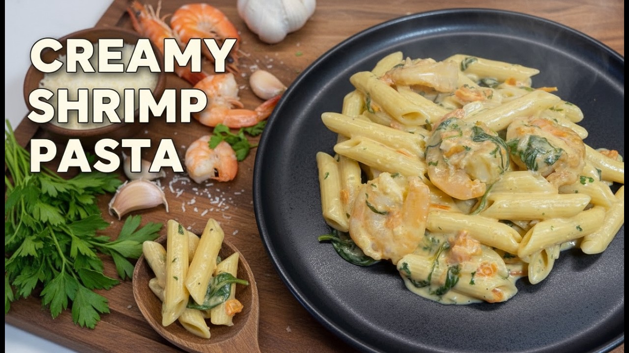 How To Make Creamy Shrimp Pasta -15 Minute Meal