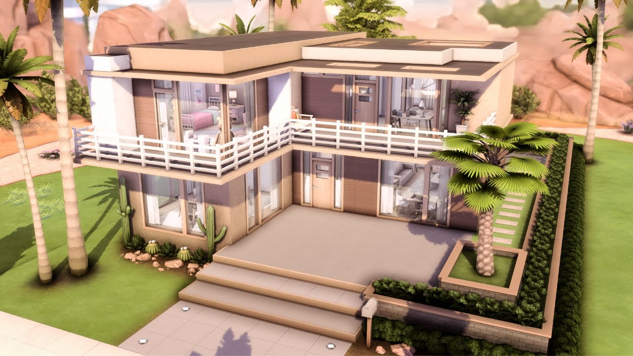 Base Game Modern Family House 🌴 The Sims 4 Speed Build | No CC