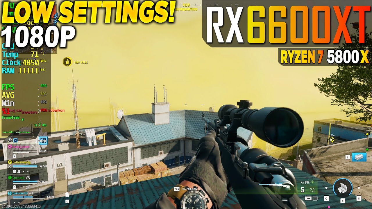 Warzone RX 6600 XT + Ryzen 7 5800x - 1080p VeryLow,