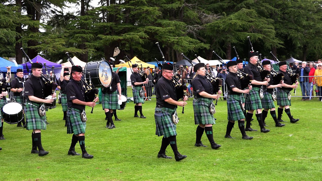 Isle of Islay Pipe Band in Grade 2 final 2024 British Pipe Band Championship at Forres in Scotland